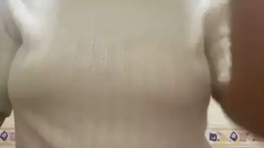 Tanker maal stripping bra and showing huge boobs